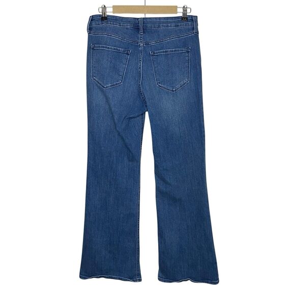 Old Navy Jeans Womens 10 Blue Flare High Rise Stretch Denim Boho Medium Wash - Picture 2 of 8